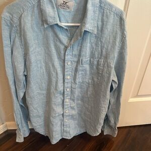 Madda Fella Ernest Medium, 100% linen, men’s Light Blue Button Down Shirt